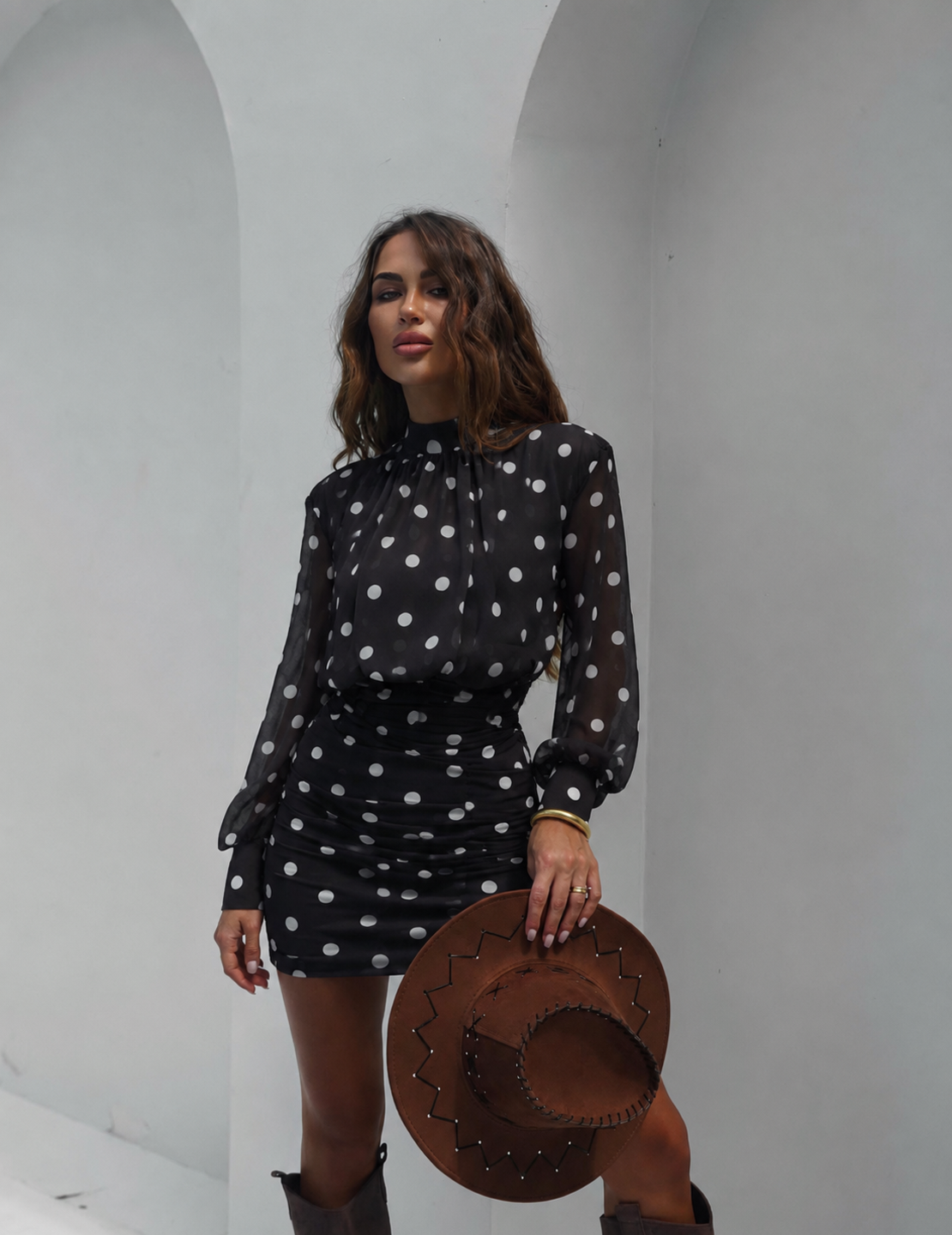 “ Paris Chic” black - Рокля на точки от шифон