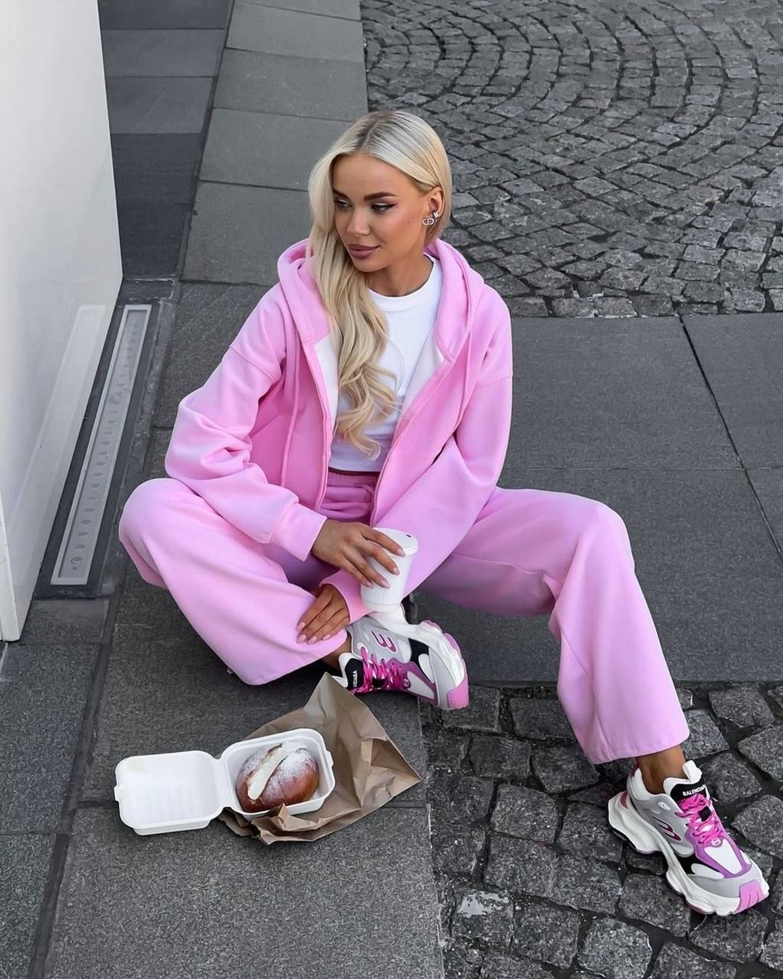 ROOV Pink Спортен широк екип от памук