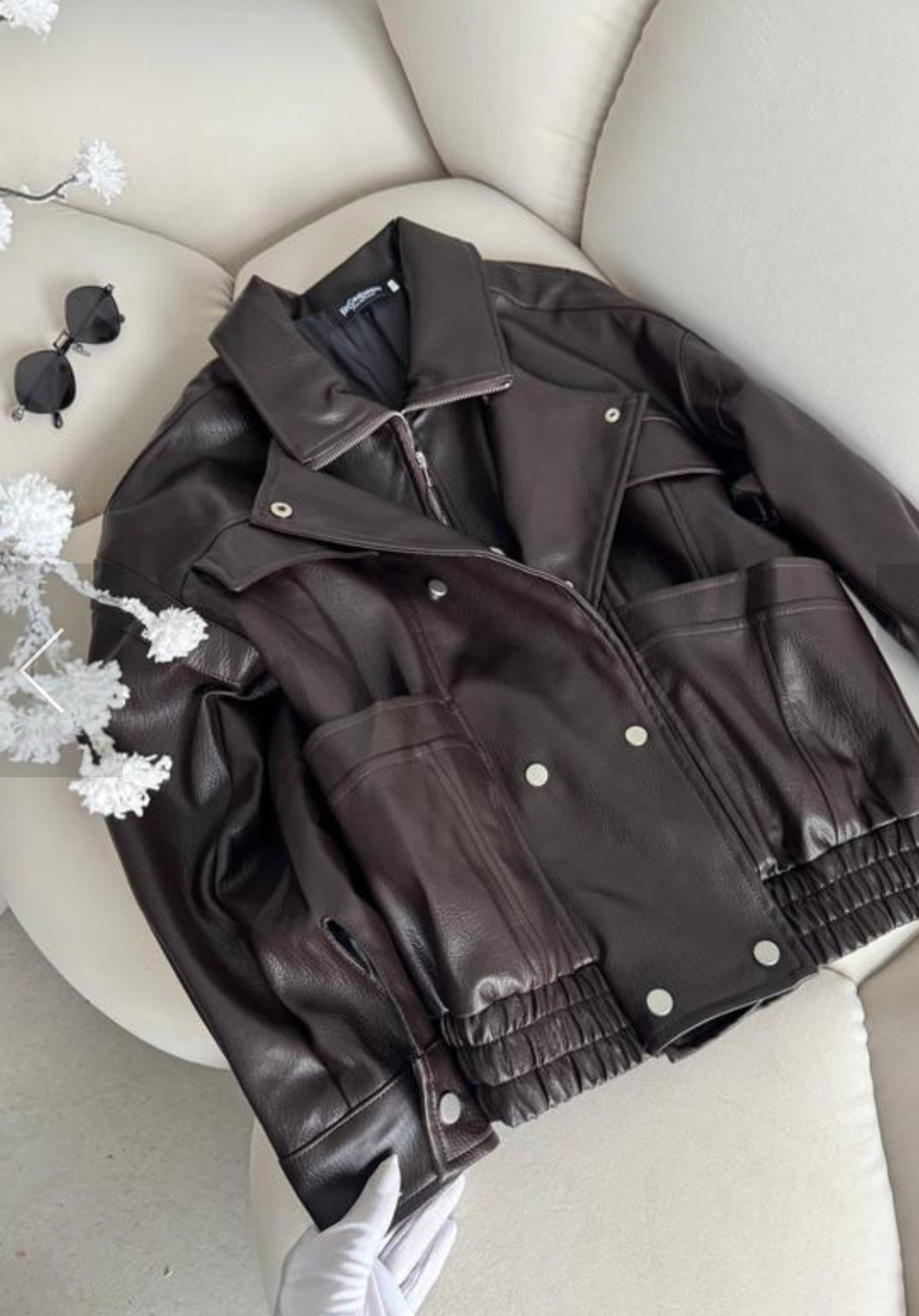 “URBAN EDGE “Mocha– широко издължено кожено яке