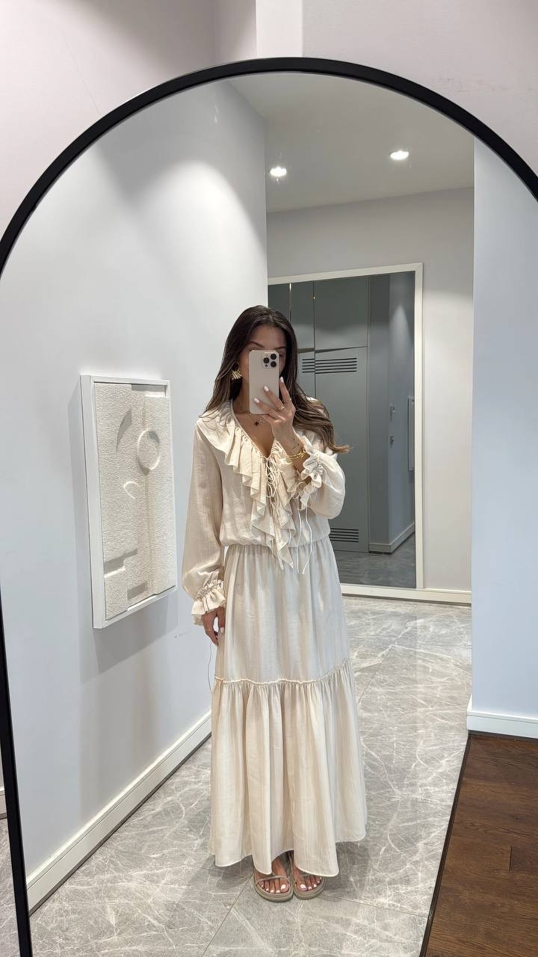 Дълга Риза-Рокля “Breeze Tie” ekru