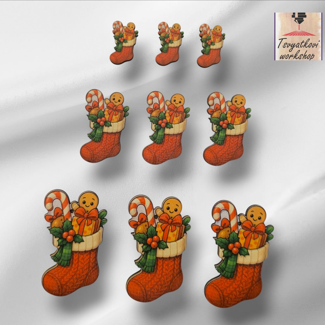 Коледна дървена фигурка- 10бр