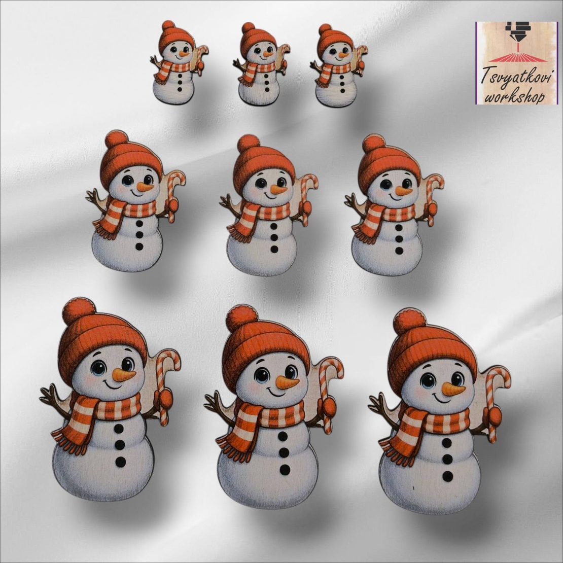 „Снежен човек с бастунче“ -10бр