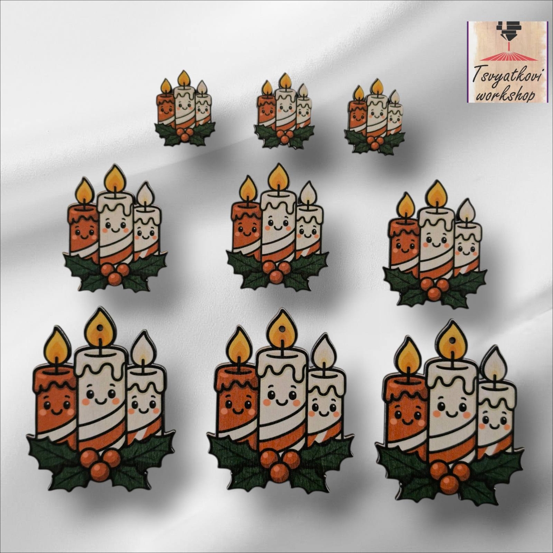 Цветна дървена фигурка – Свещички -10бр.