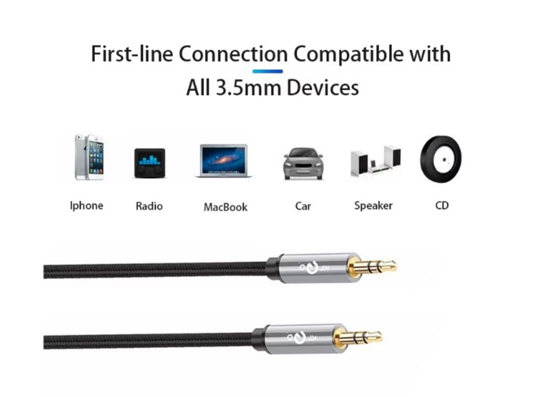 Аудио кабел KLGO, Жак 3.5 мм, AUX, М/М, 1м