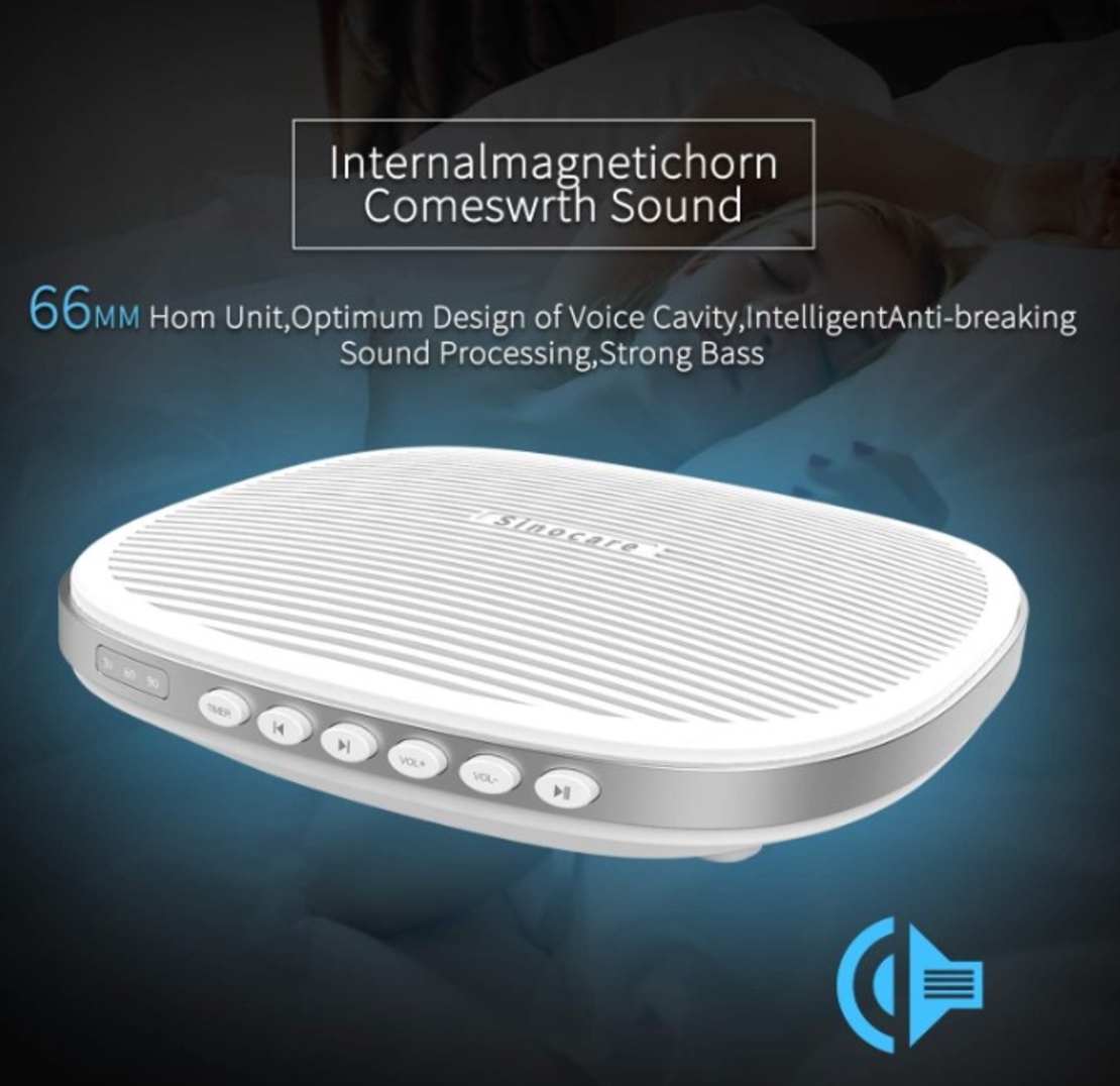 Машина за бял шум - Sinocare звукова машина с 20 естествени звука и множество нива на сила на звука, захранвана от USB, преносима машина за сънна терапия за бебета/възрастни, които спят или релаксират у дома и в офиса.