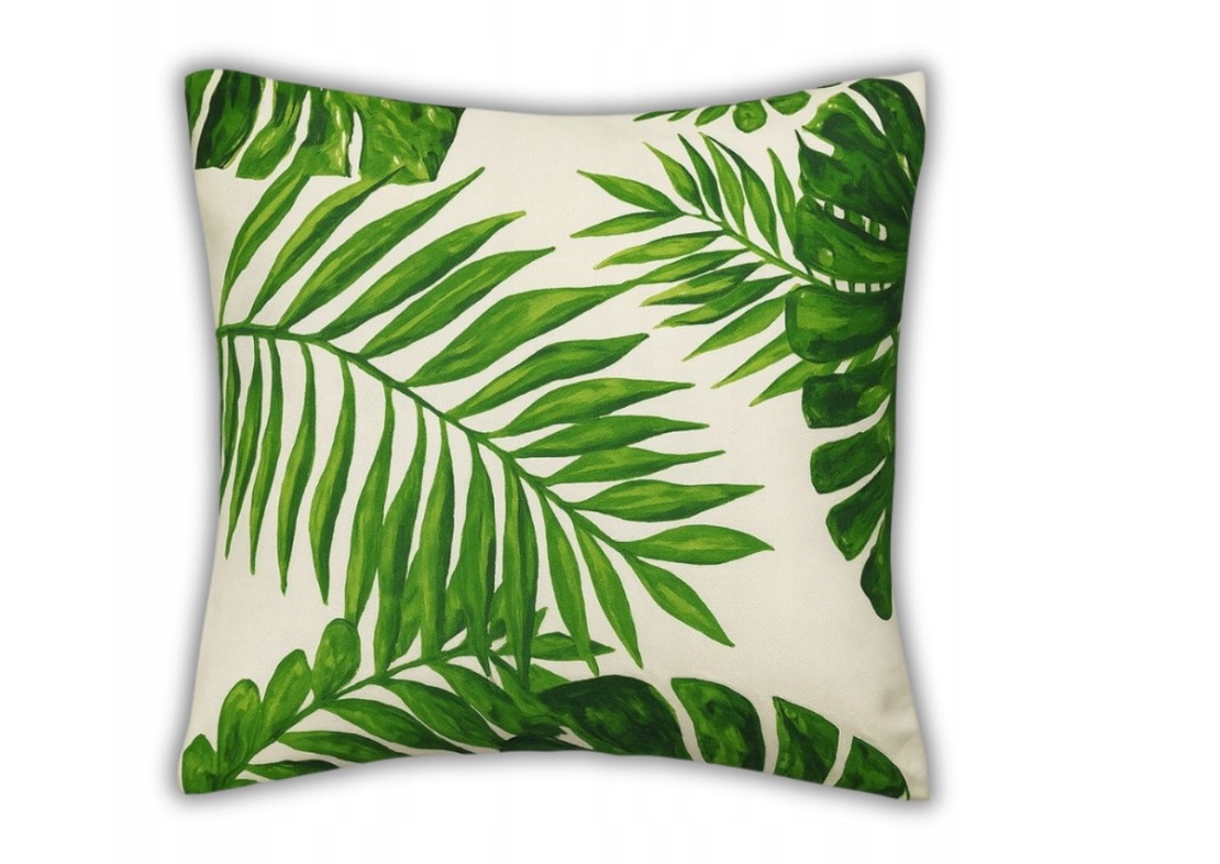 КАЛЪФКА ЗА ВЪЗГЛАВНИЦА 45X45 СМ ДЕКОРАТИВНА КАЛЪФКА ЗА ВЪЗГЛАВНИЦА СЪС ЗЕЛЕНИ ПАЛМОВИ ЛИСТА