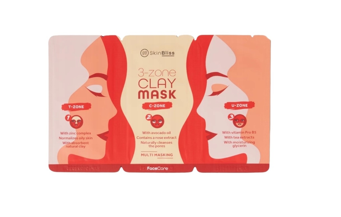 3-СТЪПКОВА ГЛИНЕНА МАСКА 3 РАЗЛИЧНИ МАСКИ ЗА T, C, U ЗОНИ