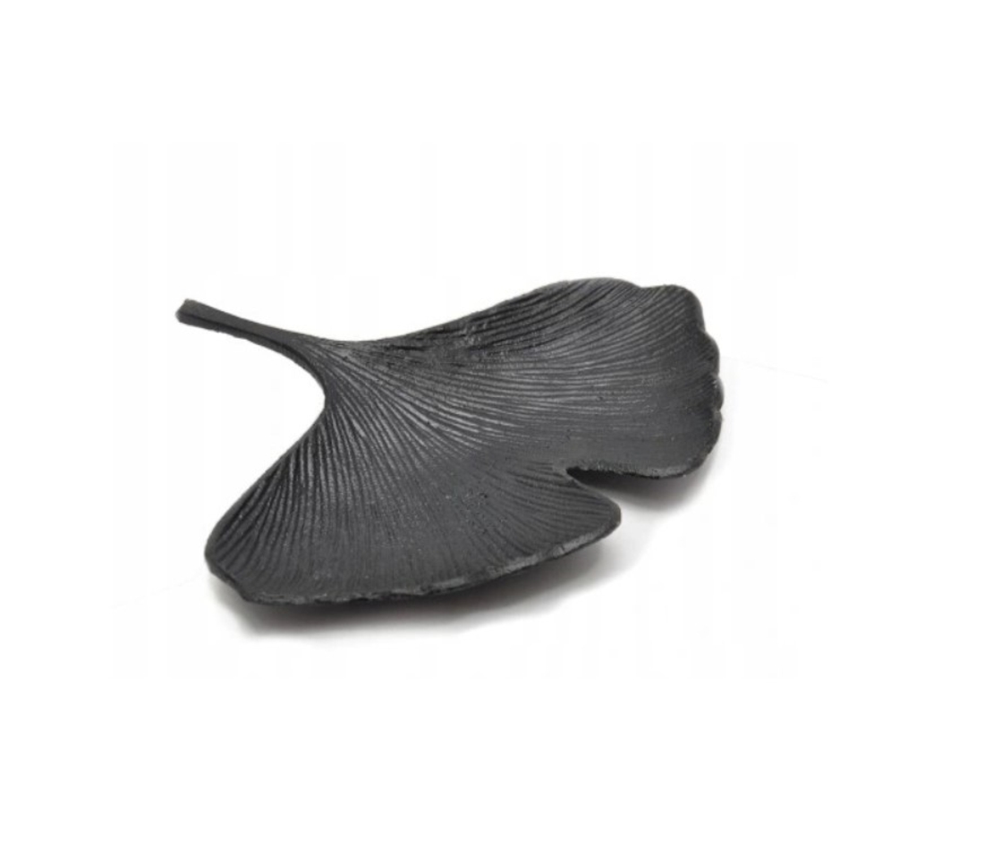 ЧЕРЕН ПОДНОС АЛУМИНИЕВА ДЕКОРАТИВНА ЧИНИЯ С ПОСТАВКА ОТ ЛИСТА НА ГИНКО 28 x 26 x 2 СМ