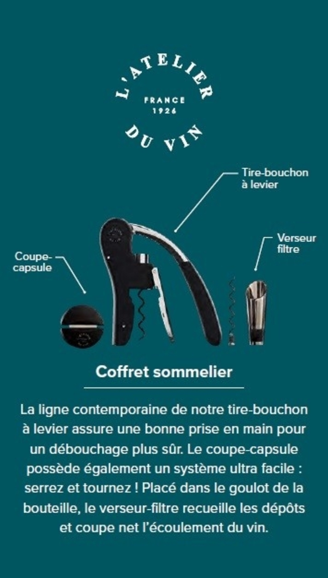 Комплект за вино L' Atelier Du Vin Sommelier set, 4бр, Oeno Collection, Черен