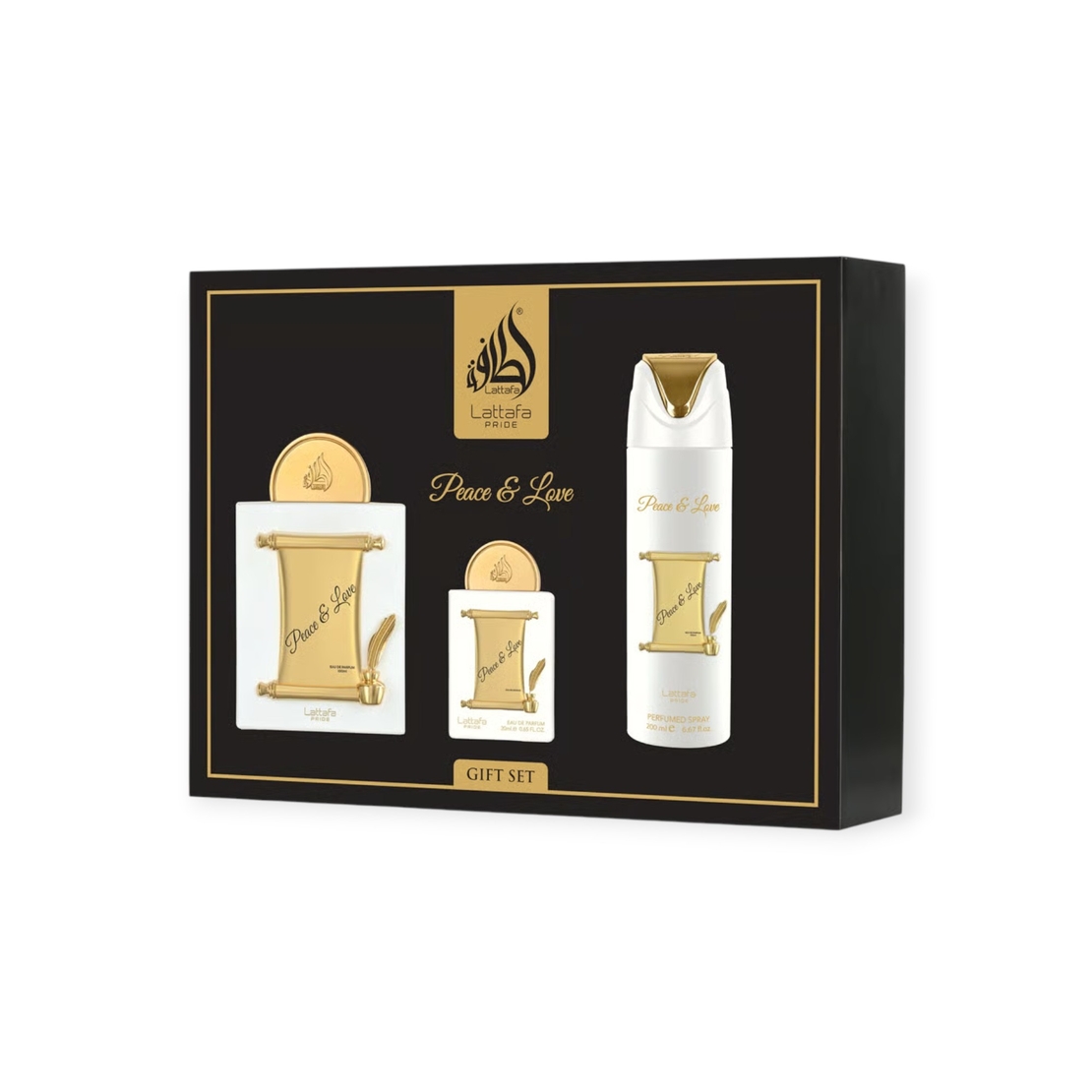 Lattafa Pride Peace Love EDP 100 W+20 EDP+200 Deo