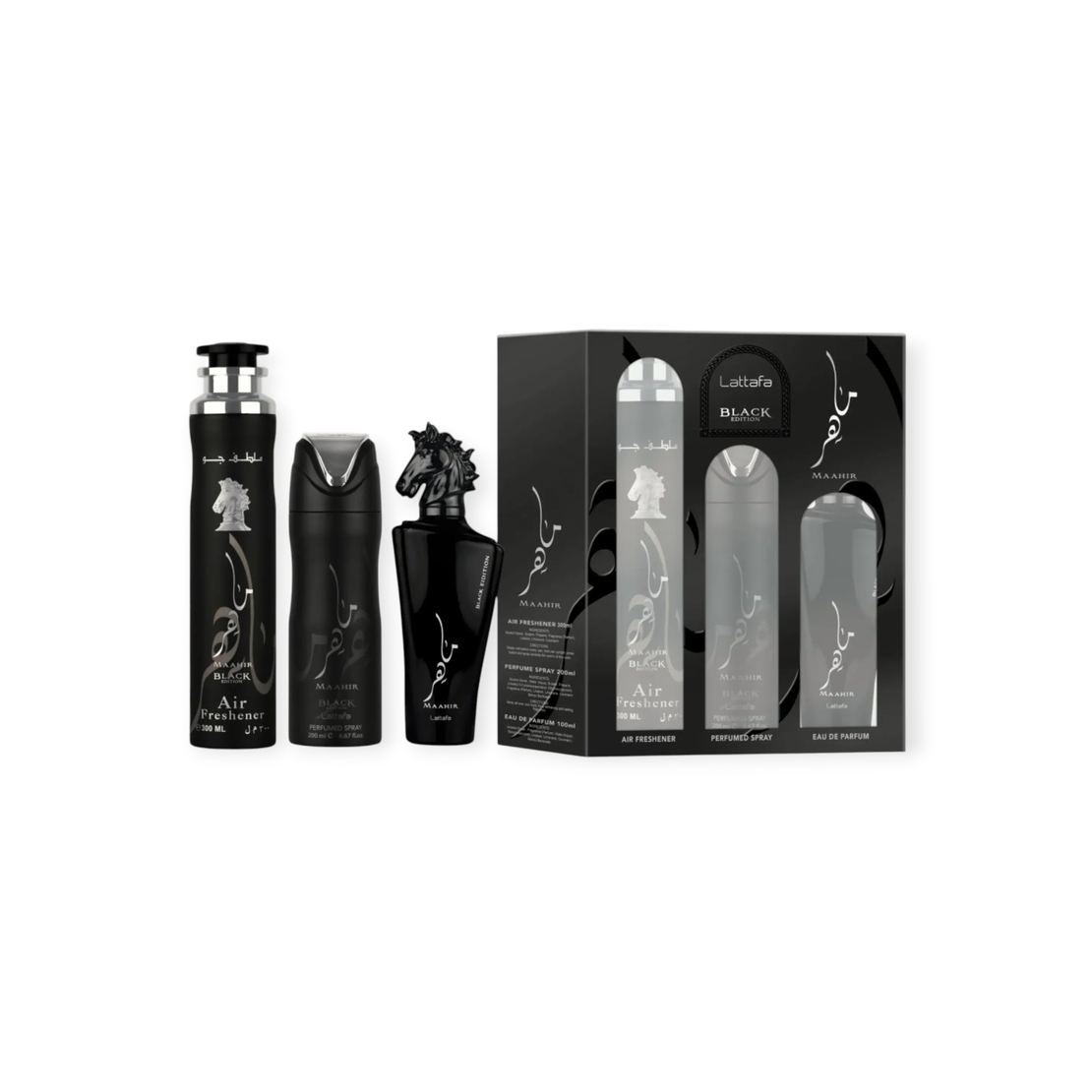 Lattafa Maahir Black EDP 100 Uni+200 Deo+300 air freshener