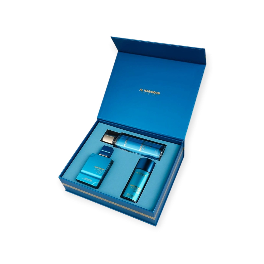 Al Haramain Amber Oud Aqua Dubai Extrait De Parfum 75 W+30 +Body Mist 250