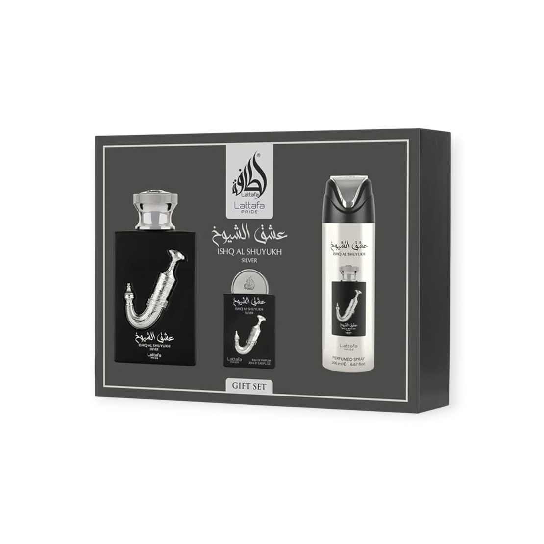 Lattafa Pride Ishq Al Shuyukh Silver  EDP 100 + 20 + Deo 200 M