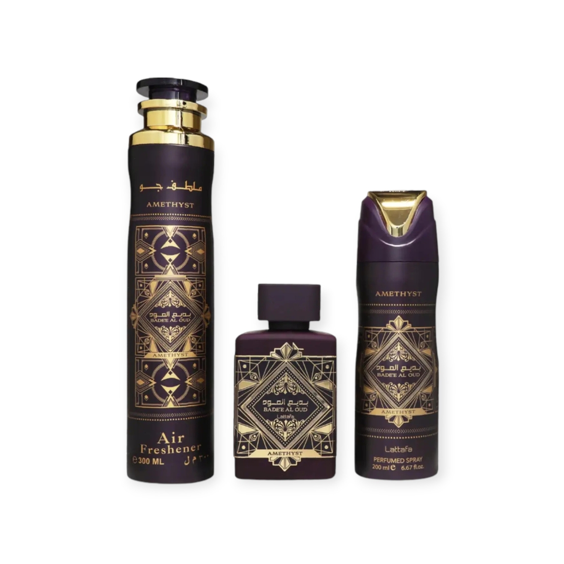 Lattafa Badee al Oud Amethyst EDP 100 Uni+200 Deo+300 air freshener