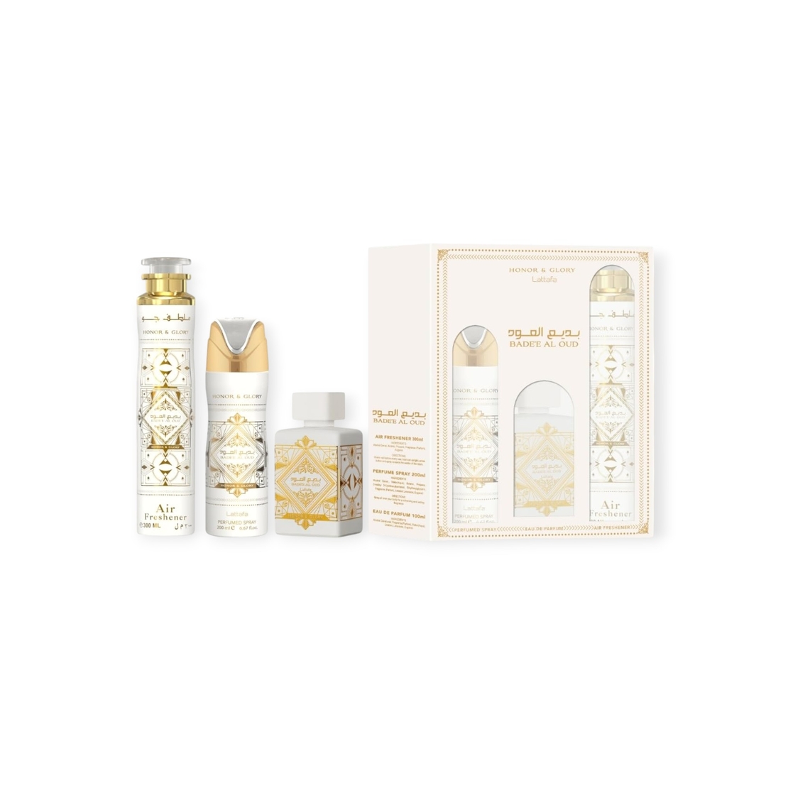 Lattafa Badee al Oud Honor Glory EDP 100 Uni+200 Deo+300 air freshener