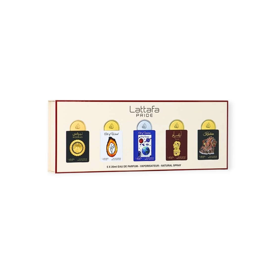 Lattafa Pride set 5x20ml-Nebras,Kashan,Art of Wood,Art of Universe,Ansam Gold.