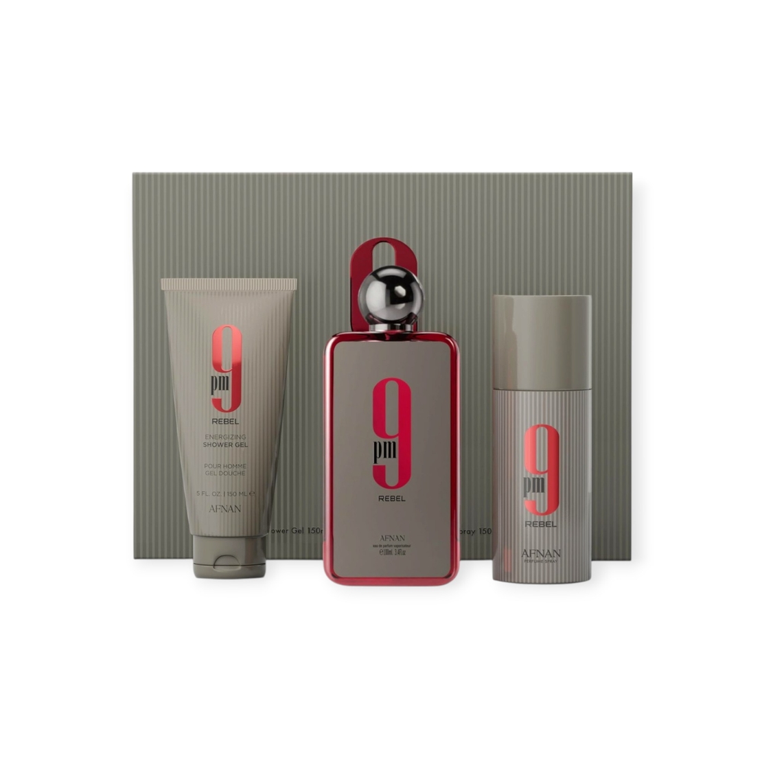 Afnan 9 pm Rebel EDP 100 + S.G 150 + Deo 150 M