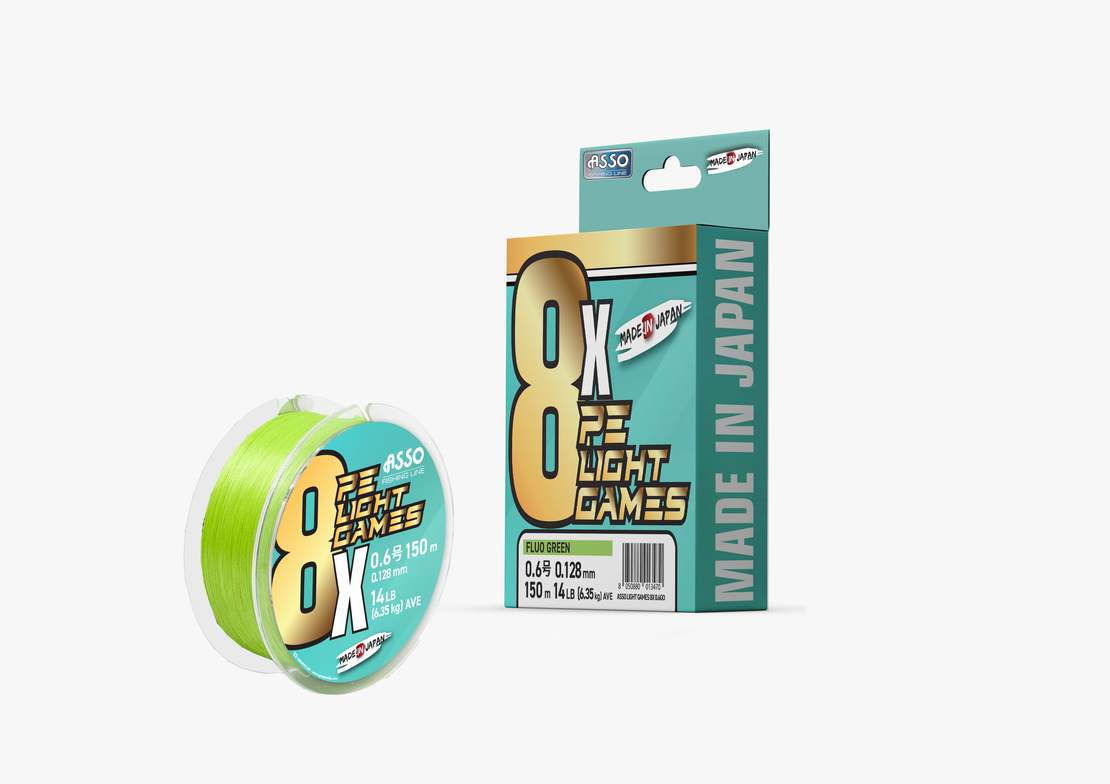 ASSO 8X PE LIGHT GAMES 150m FLUO GREEN