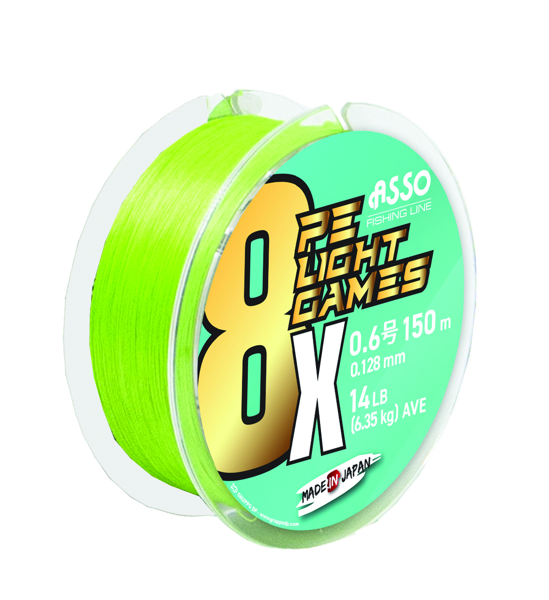 ASSO 8X PE LIGHT GAMES 150m FLUO GREEN