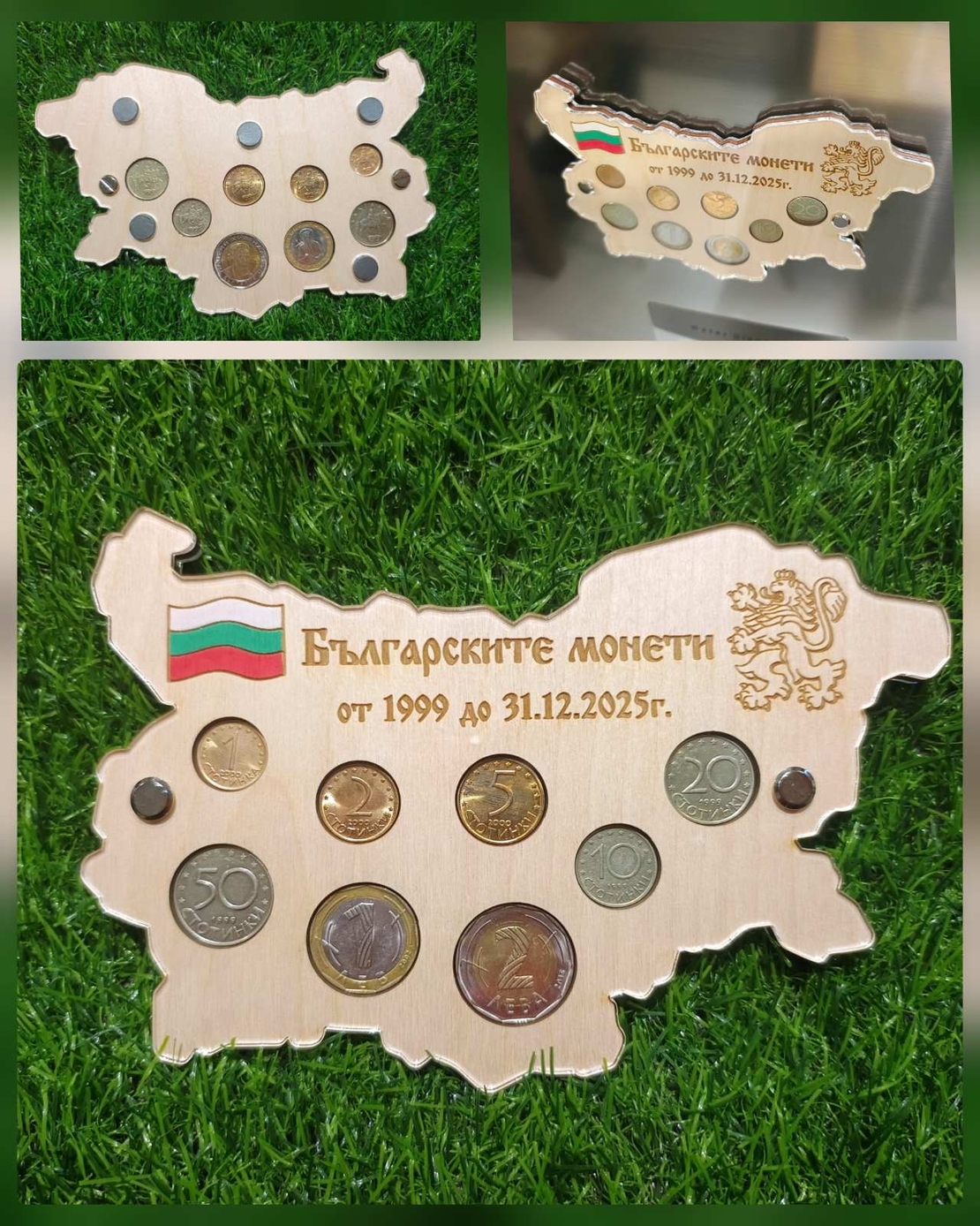 Плакет за Български монети с магнит и плексиглас от двете страни