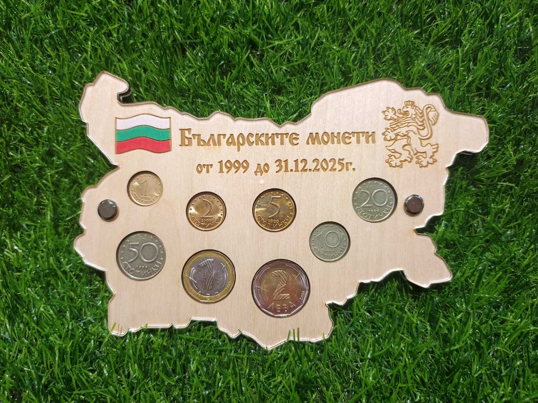 Плакет за Български монети с магнит и плексиглас от двете страни