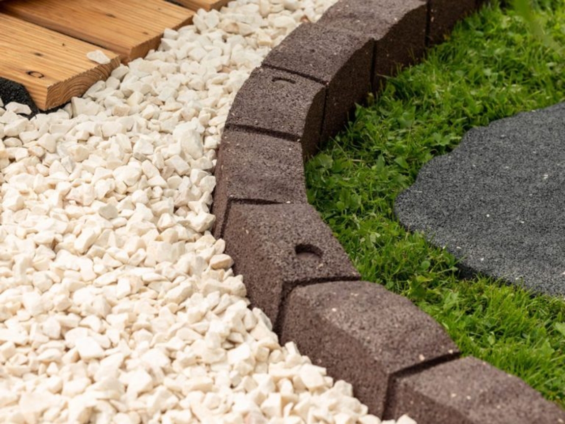 Ограничител за трева тип Римски камък, кафяв 120x7x8