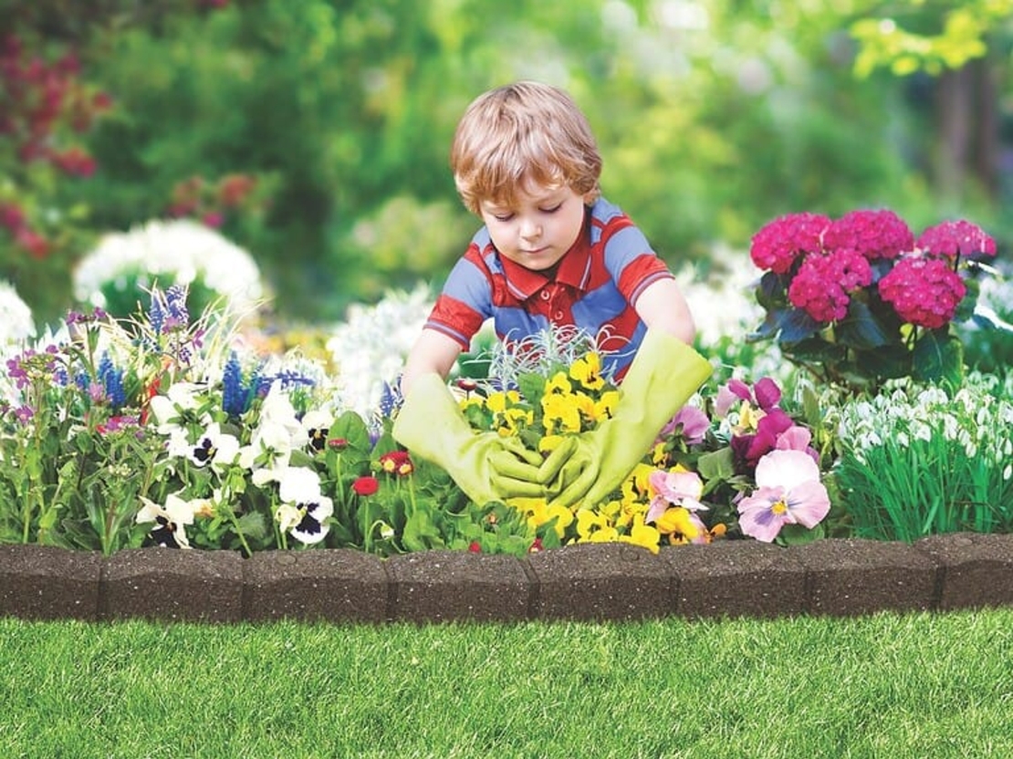 Ограничител за трева тип Римски камък, кафяв 120x7x8