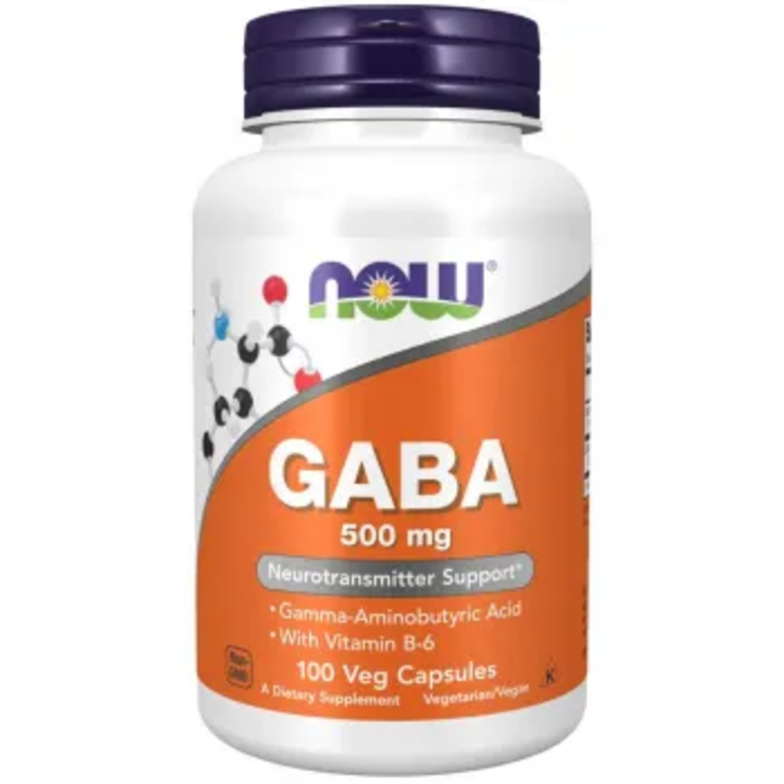 GABA с витамин B-6, 500 mg, 100 вегетариански капсули - Now