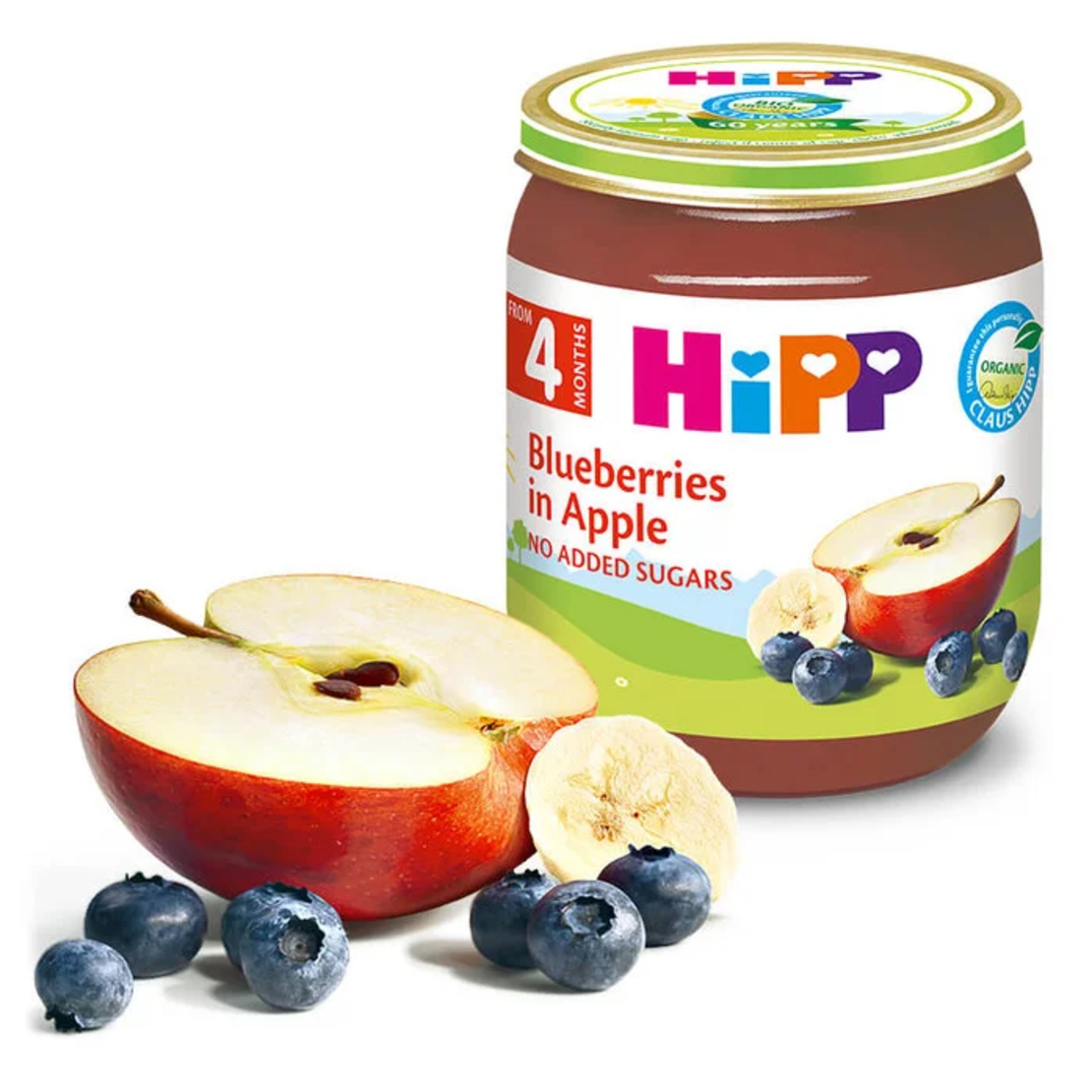HiPP БИО Ябълки с боровинки 4м. 125г