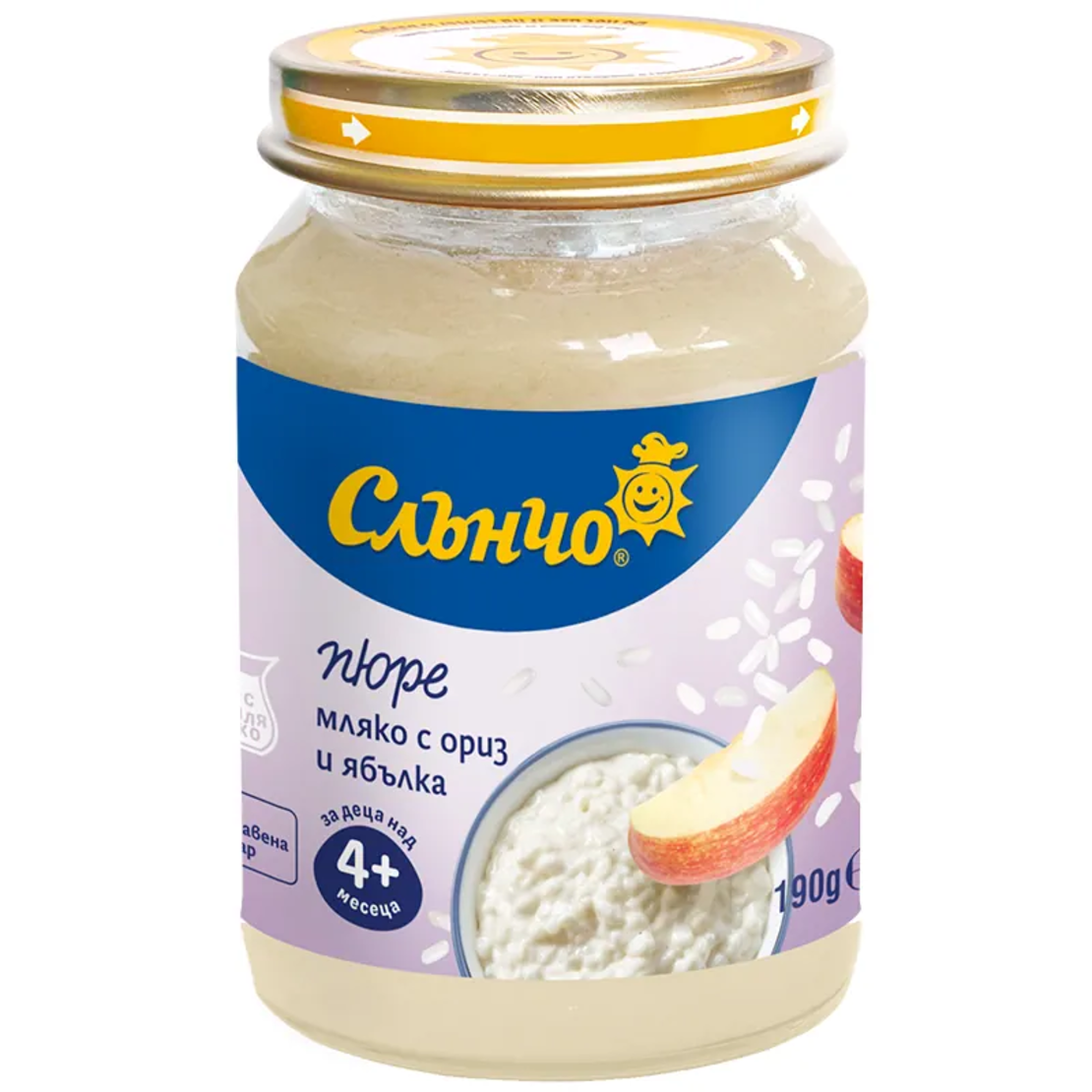 Десерт Слънчо Мляко с Ориз и Ябълка 4м+ 190г