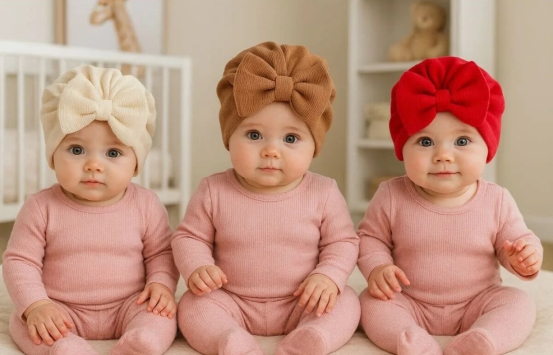 Бебешка шапка тип тюрбан 0-6 месеца