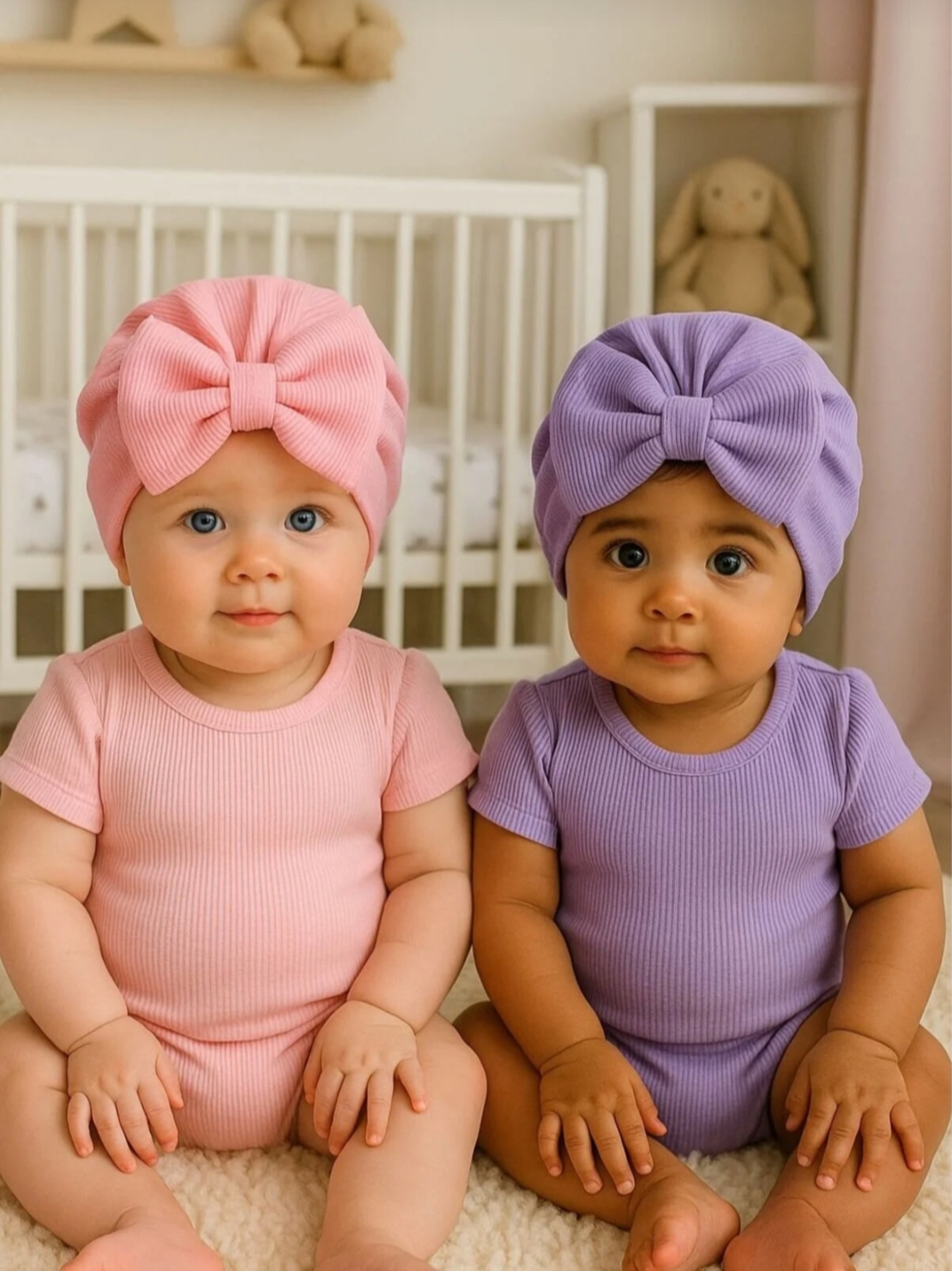 Бебешка шапка тип тюрбан 0-6 месеца