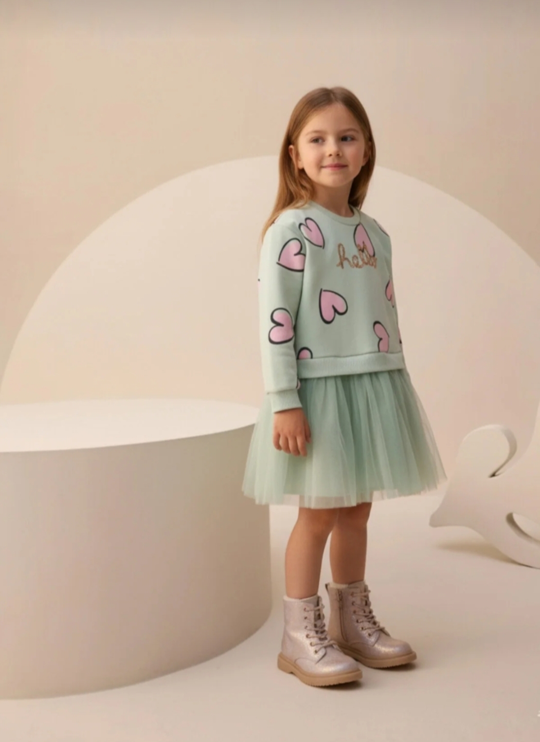 Рокля сърца в зелено