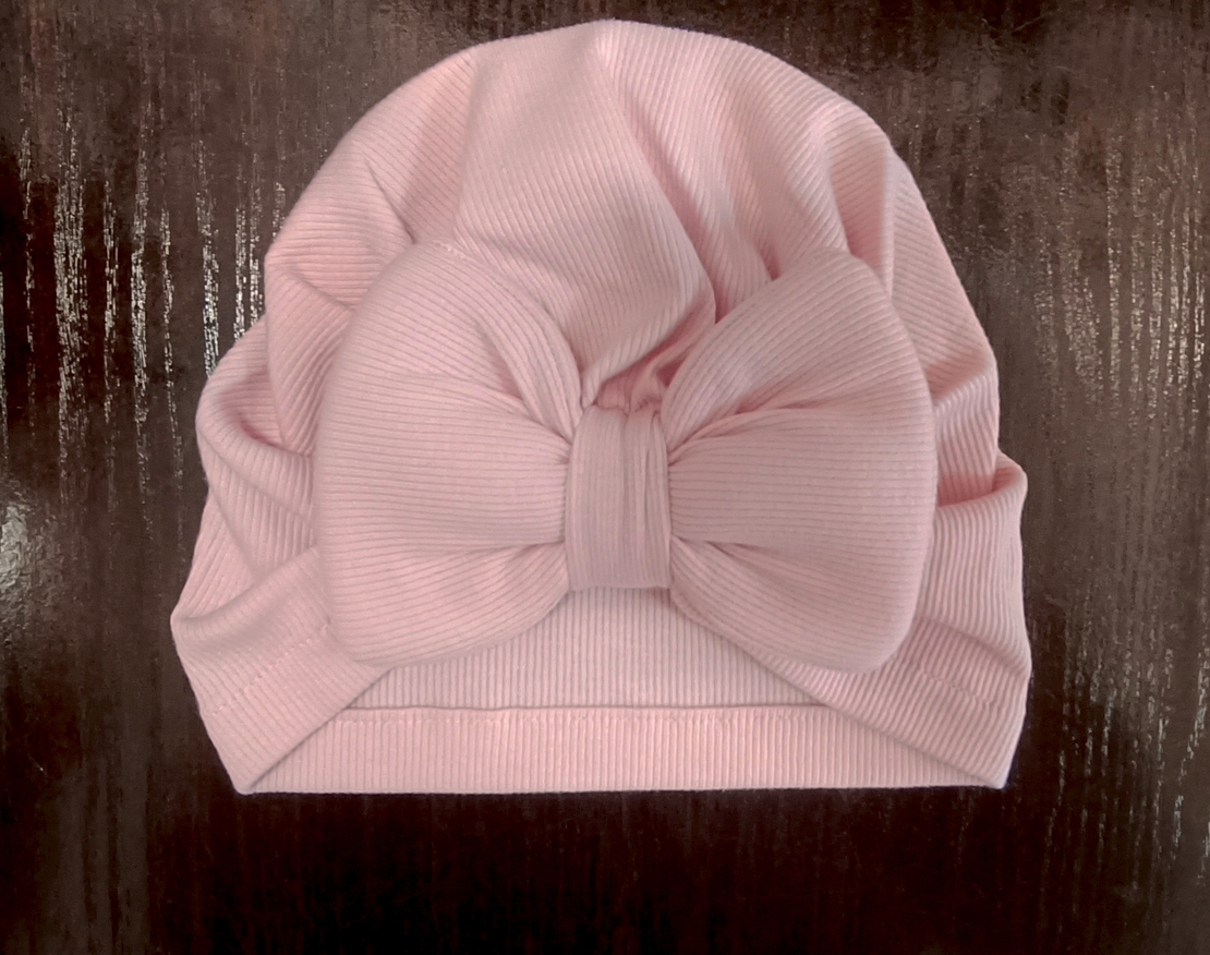 Бебешка шапка тип тюрбан 0-6 месеца