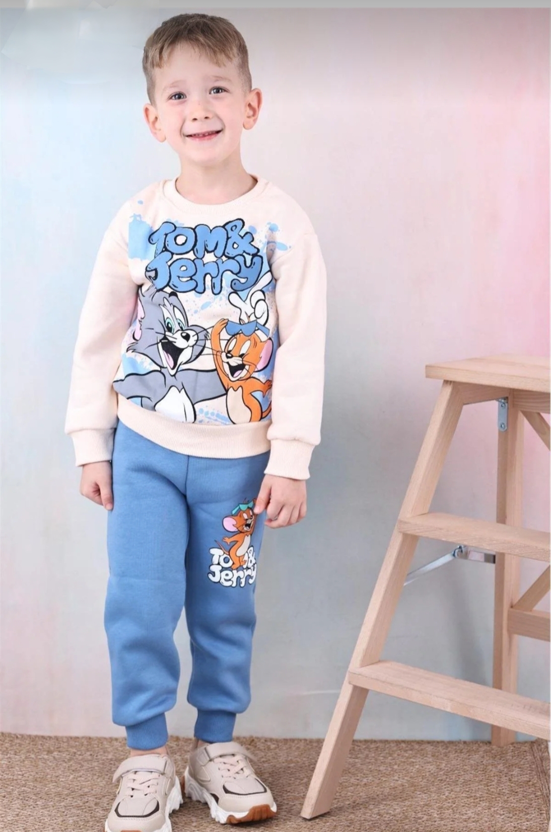 Ватиран комплект Том и Джери в синьо