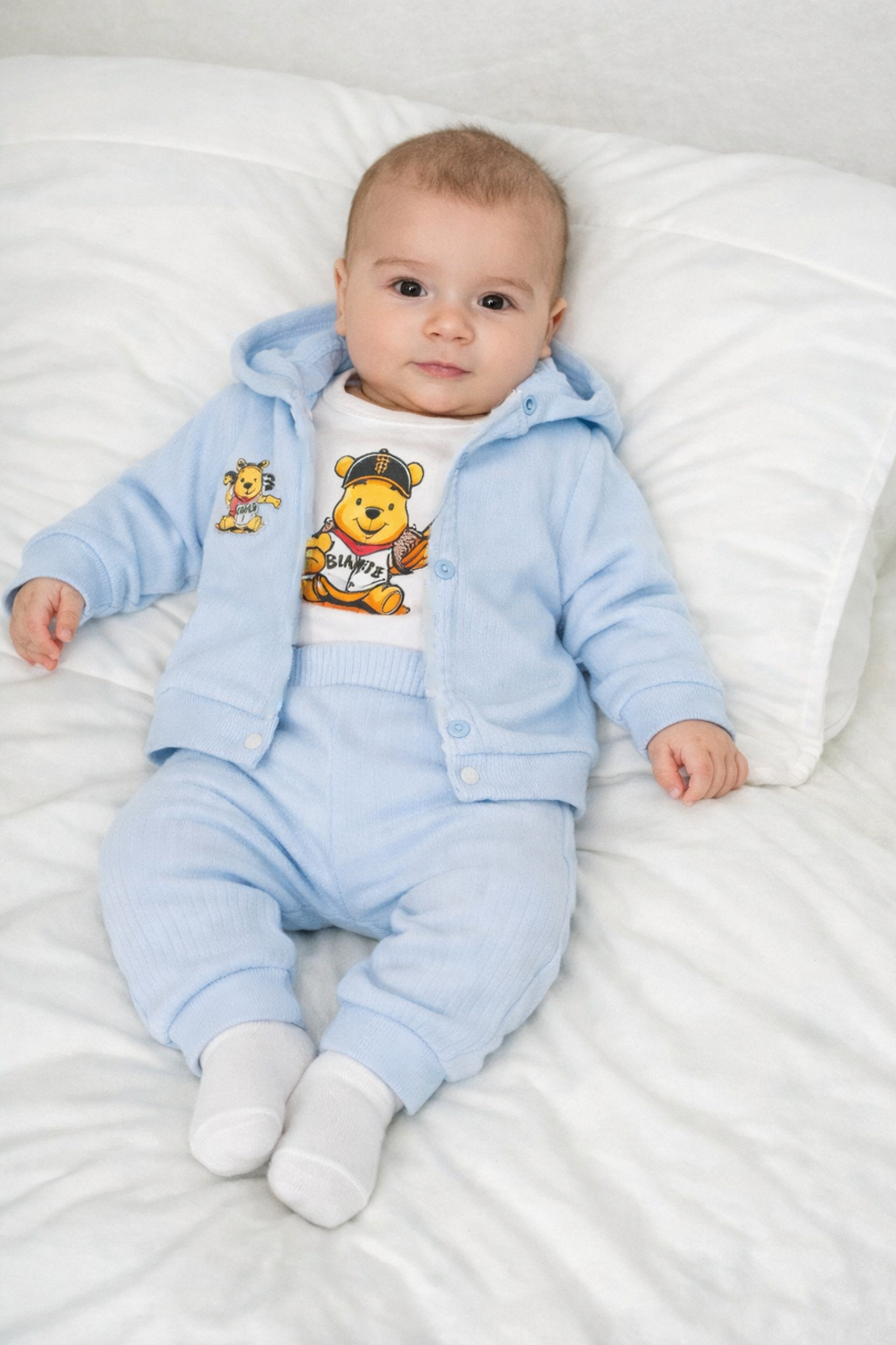 Комплект с Мечо Пух в светло син цвят