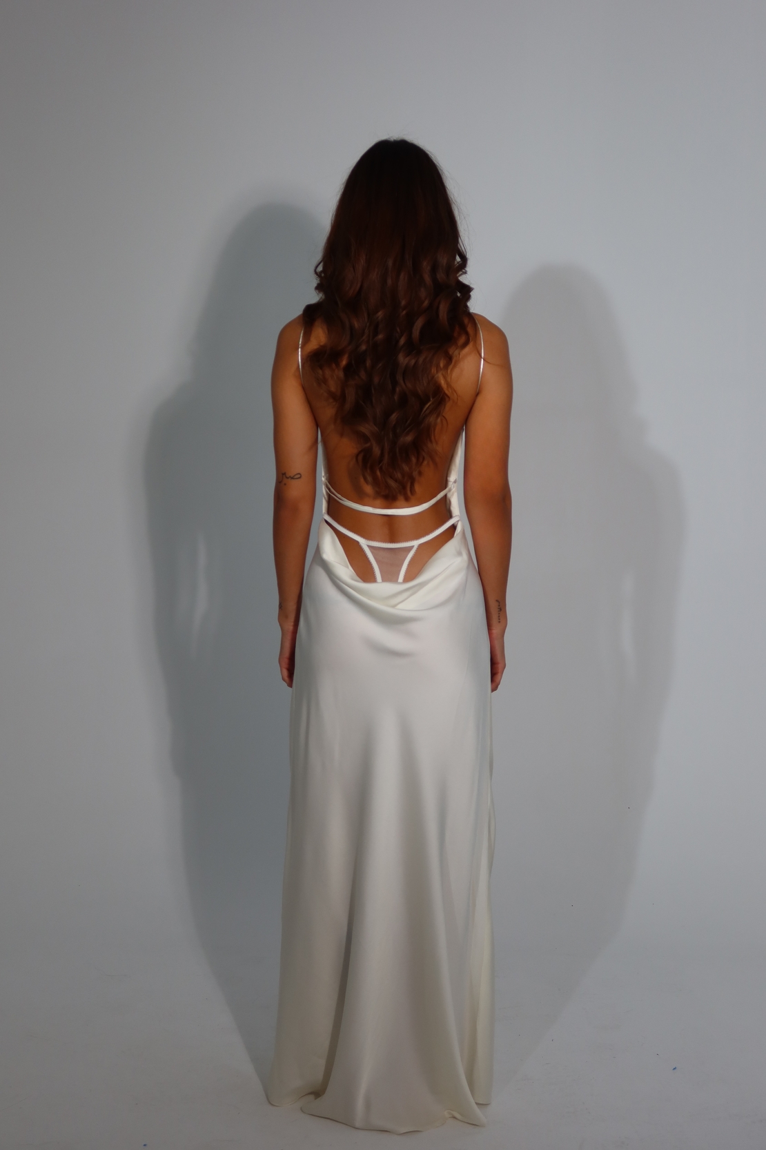 3 AM Slip Cowl-Back Thong Detail Gown