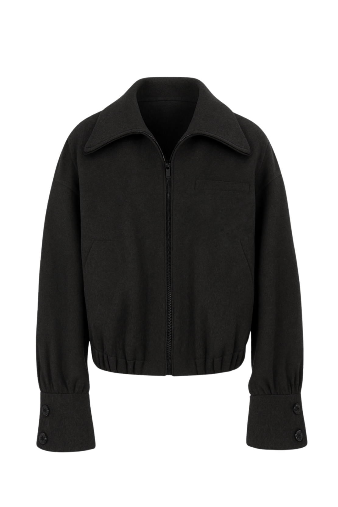 Backstage Wool Wide-Cuff Bomber Jacket