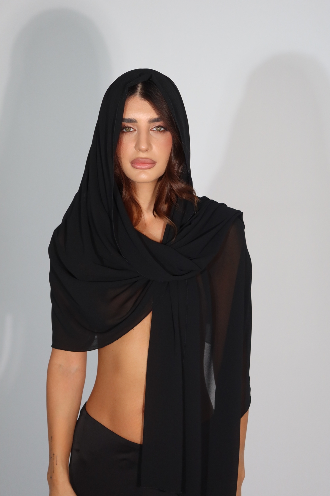 Black Sheer Wrap Scarf