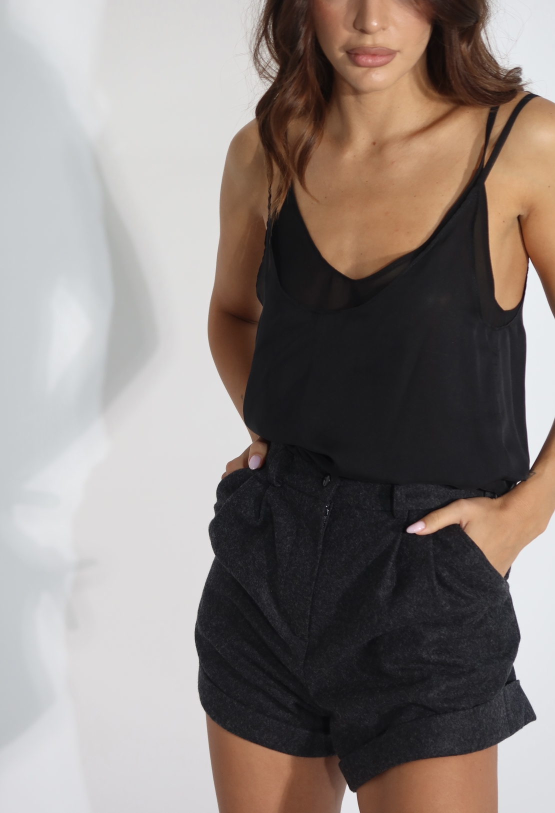 Shadows U Neck Sheer Tank Top