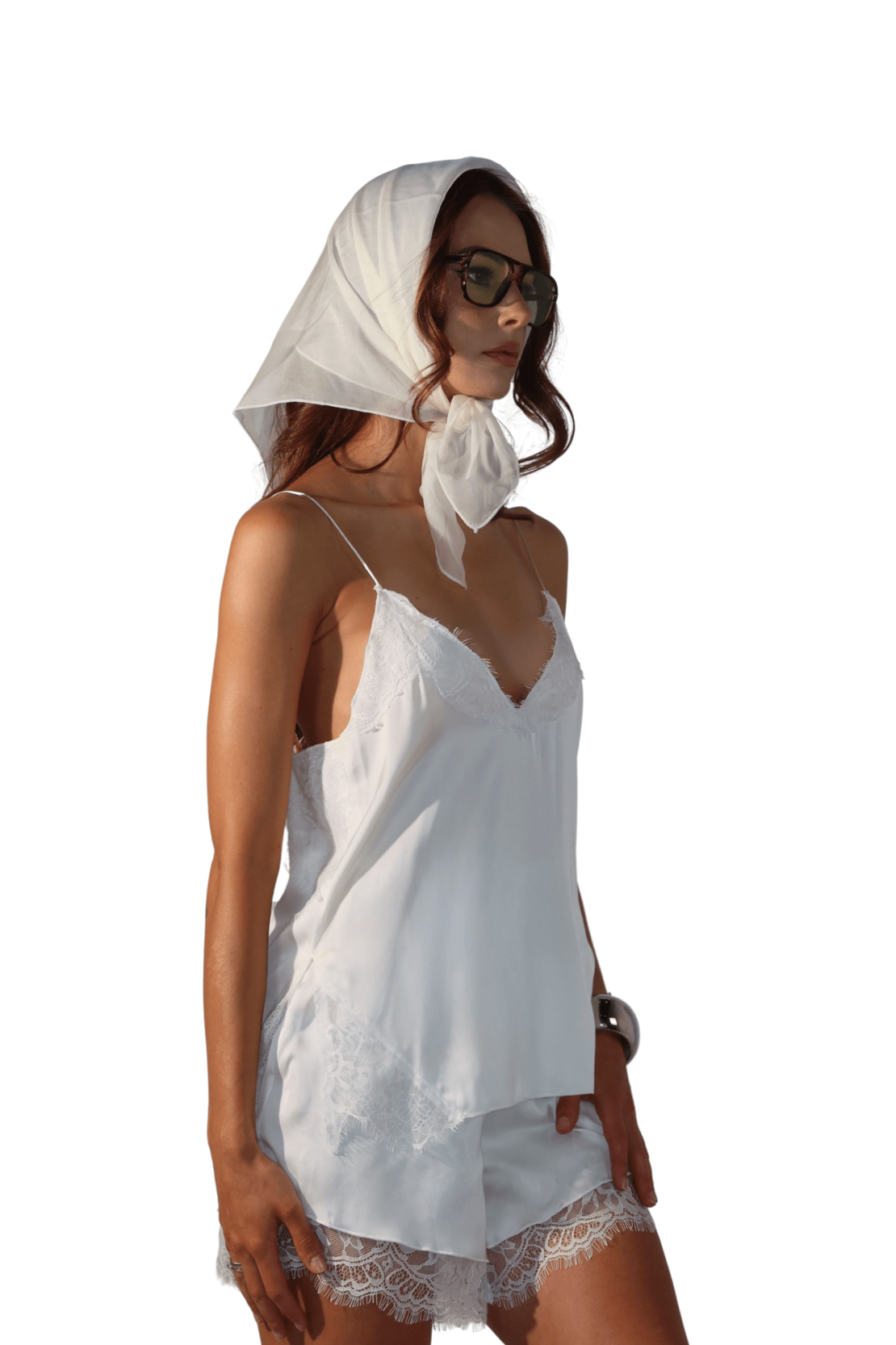Left Undone Lace & Satin Camisole Top
