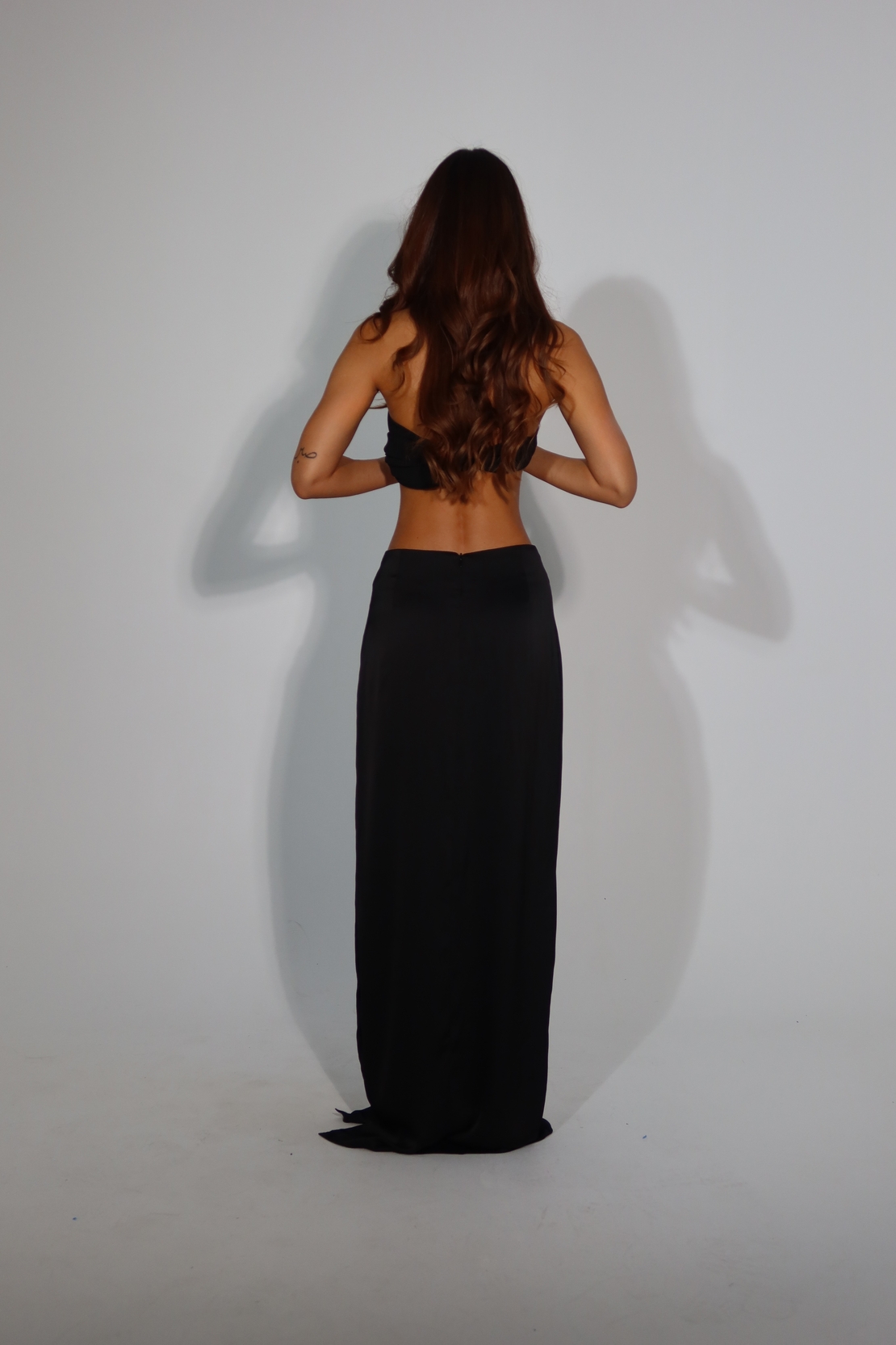 Obscura U Shape Satin Maxi Skirt