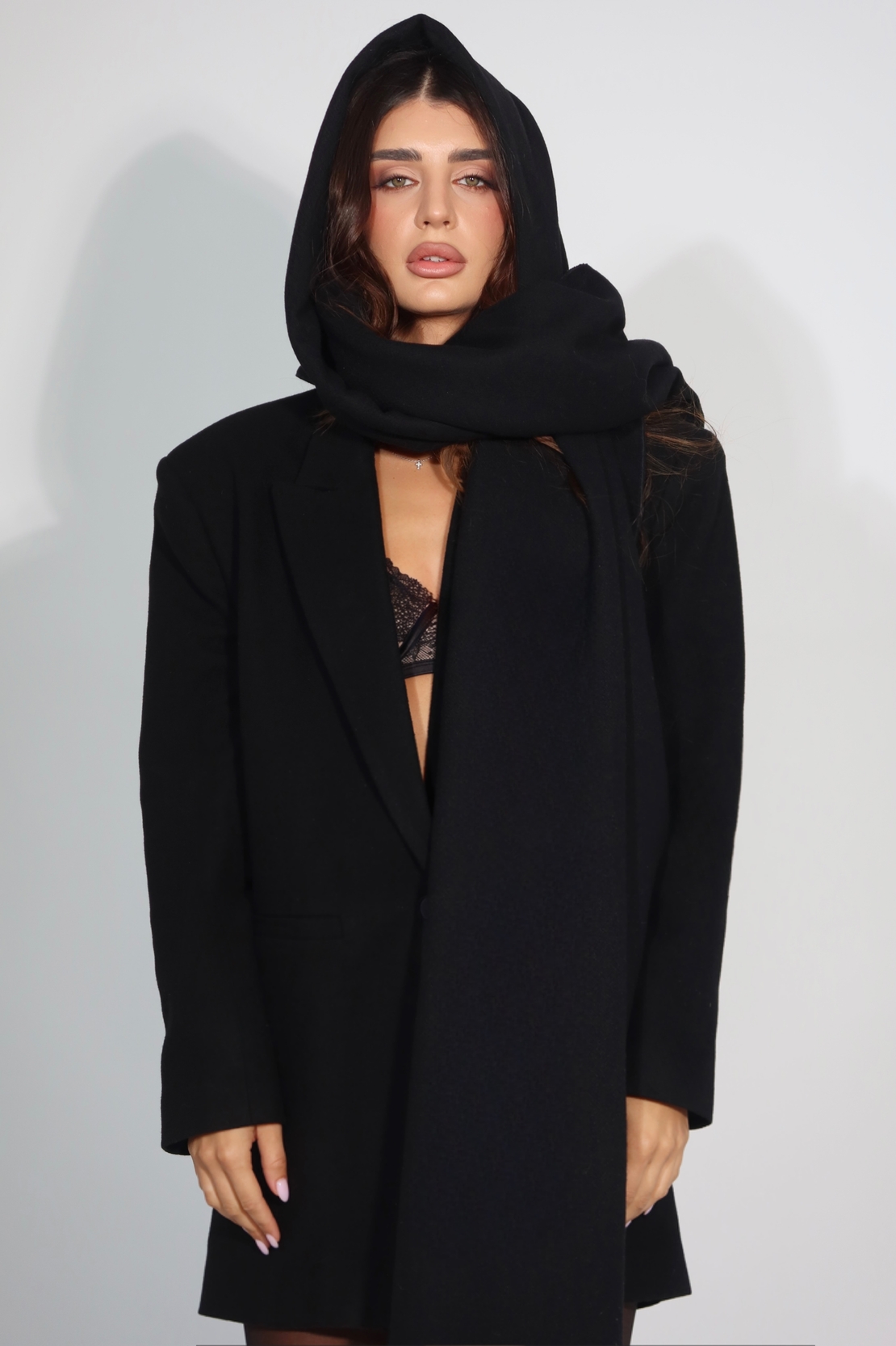 Black Wool Wrap Scarf