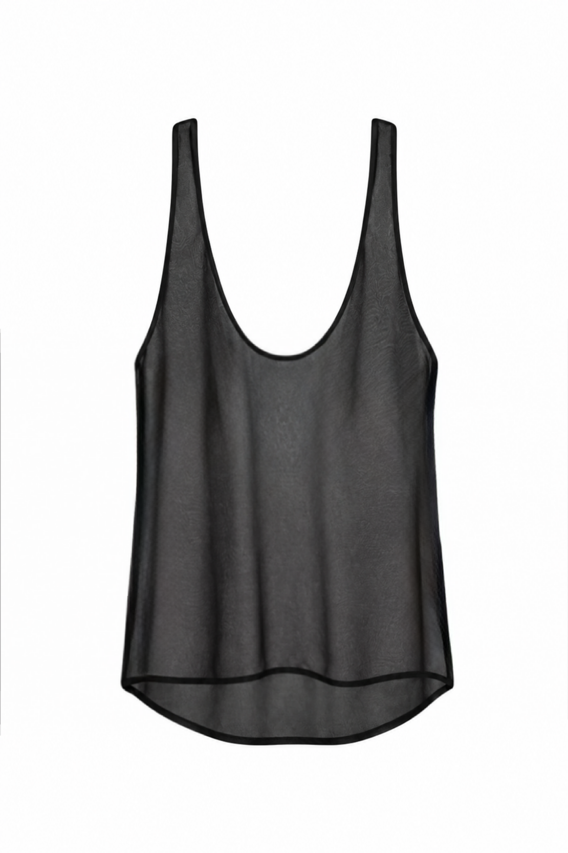 Wet Hours Sheer U Neck Tank Top in Black
