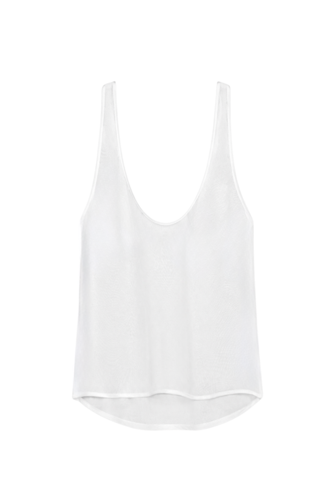 Wet Hours Sheer U Neck Tank Top in Ecru