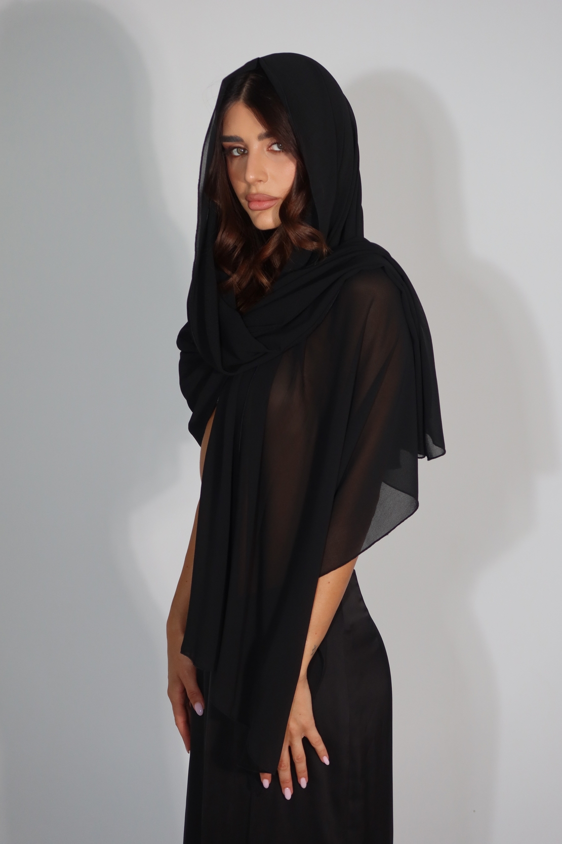 Black Sheer Wrap Scarf