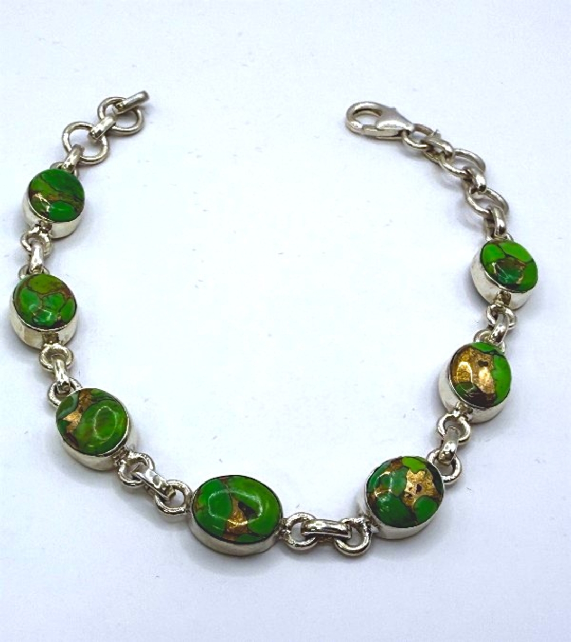 Сребърна гривна  с тюркоаз