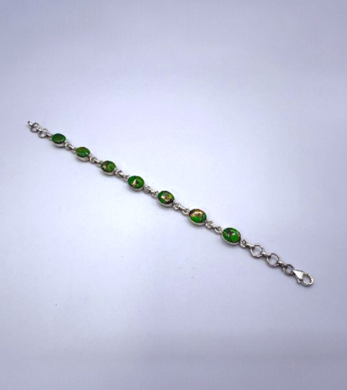 Сребърна гривна  с тюркоаз