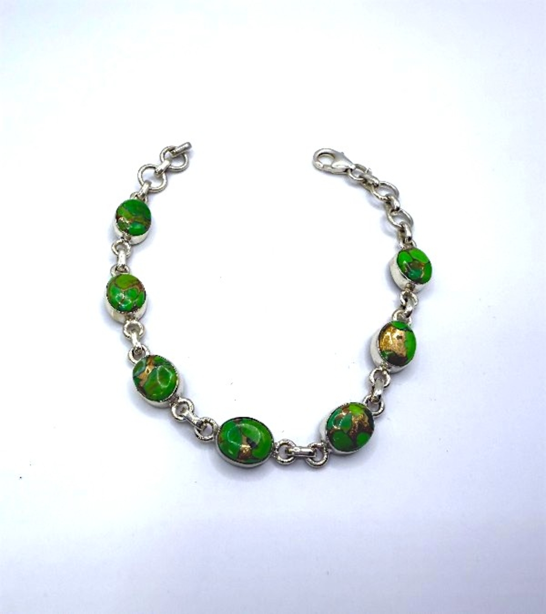 Сребърна гривна  с тюркоаз