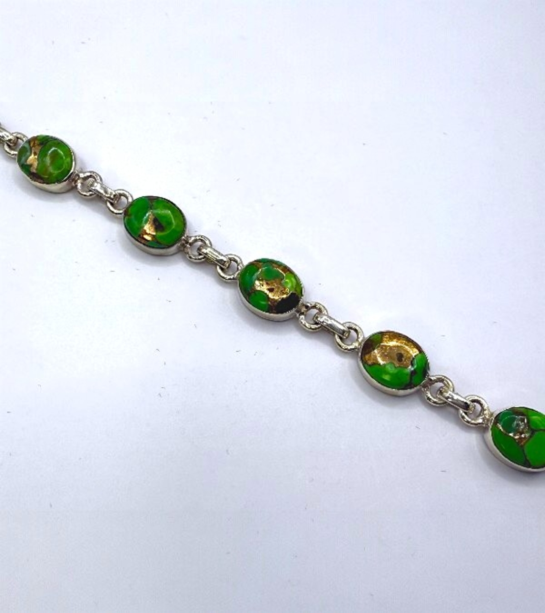 Сребърна гривна  с тюркоаз